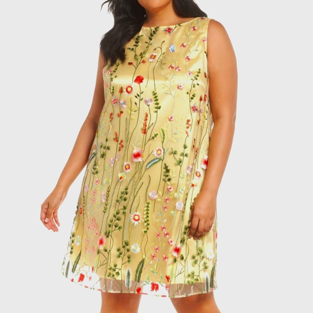 Yellow Floral Shift Dress (Tahari)